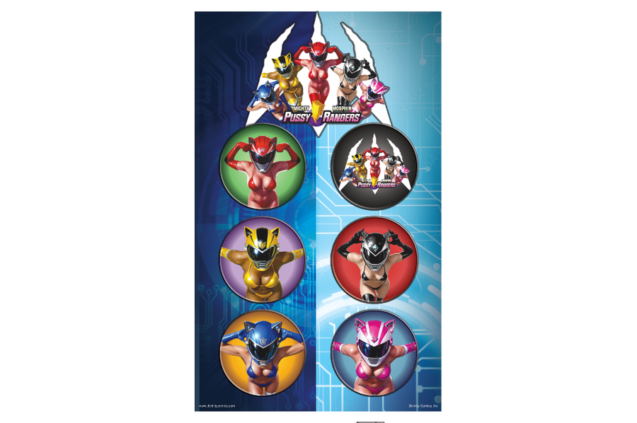 Mighty Morphin Pussy Rangers #1 Pog Set